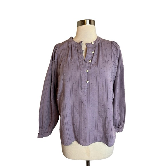 Alex Mill women's Top XS Lilac Swiss Dot Popover Dolman Sleeve - Picture 1 of 6